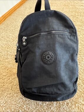 Authentic Kipling Medium Seoul Classic Black Nylon Backpack Bag Unisex